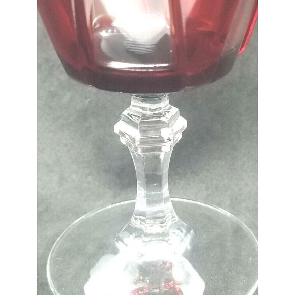 Gothic CRISTAL D'ARQUES-DURAND France Wine Water Goblet Ruby Clear Set of 6 - Picture 6 of 7
